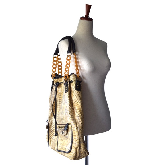 XXI Secolo X-Large Hobo Bag, in Stunning Tan & Brown Genuine Python - Picture 2 of 7